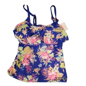 New lg Arizona swim top blue floral
